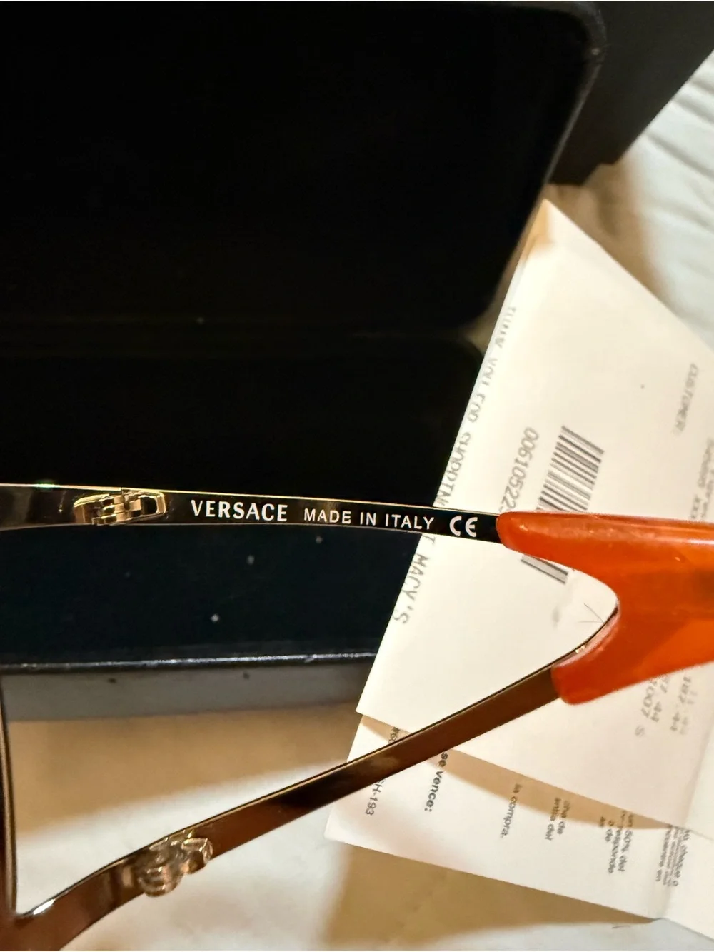 Versace Women’s Gold-Tone Rimless Brown Gradient Shield Sunglasses